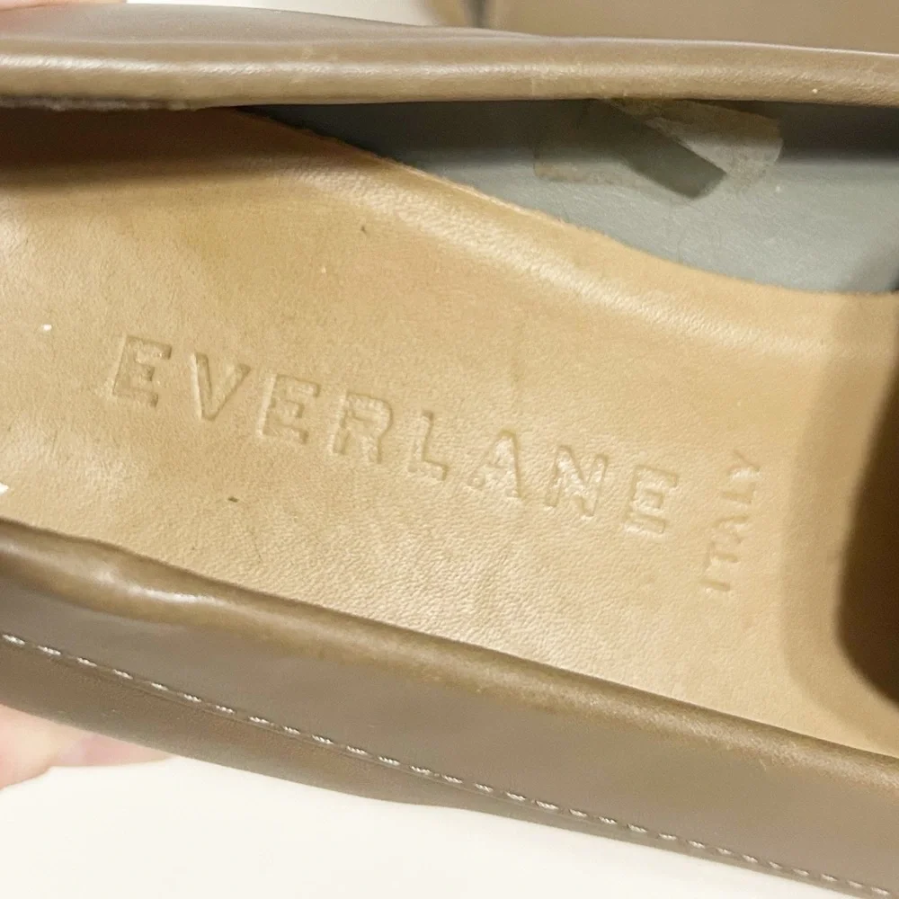 Everlane The Modern Leather Loafers Flats Shoes Olive Green /Taupe Made in Italy - Picture 15 of 16